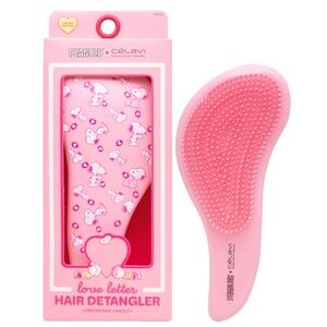 Snoopy x Celavi Pink Hearts Love Letters Tangle Free Hair Brush Ergonomic Handle